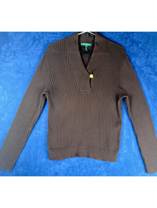 Lauren Ralph Lauren Sweaters - lauren ralph lauren women’s XL pullover cable knit, shawl collar, Brown, soft